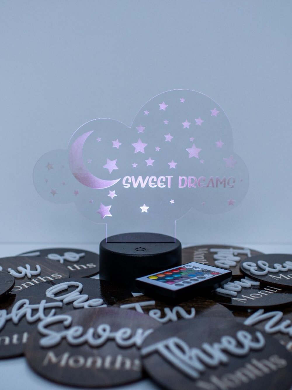 Baby Milestone Wood Discs Cloud LED nightlight dragon tooth guardian bundle